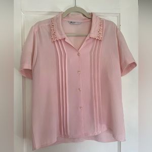 Vintage Pink Short Sleeve Button Down Shirt